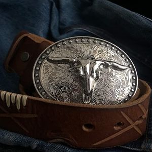 New Silver bull longhorn steer belt Buckle